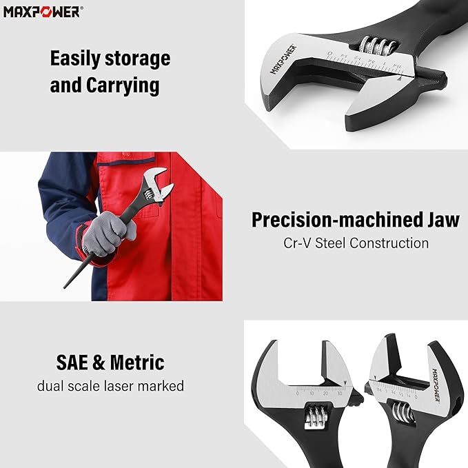 MAXPOWER 12 inch Spud Wrench, Max Jaw Opening 1-3/8 inch