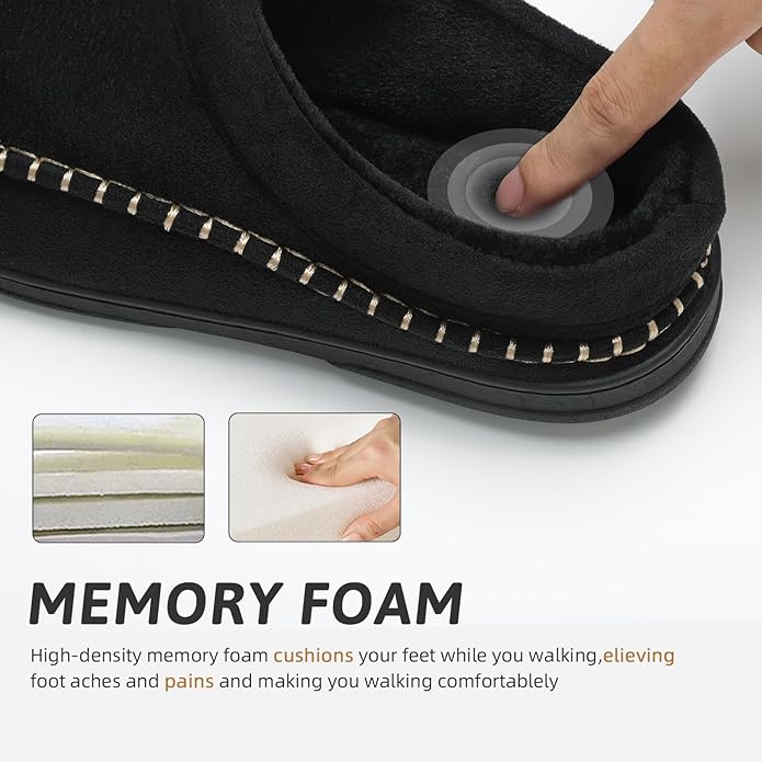 ATHMILE Mens House Shoes Fuzzy Warm Moccasin Memory Foam House Slippers for Men Cozy Winter Mens Slippers for Home Bedroom Indoor Outdoor