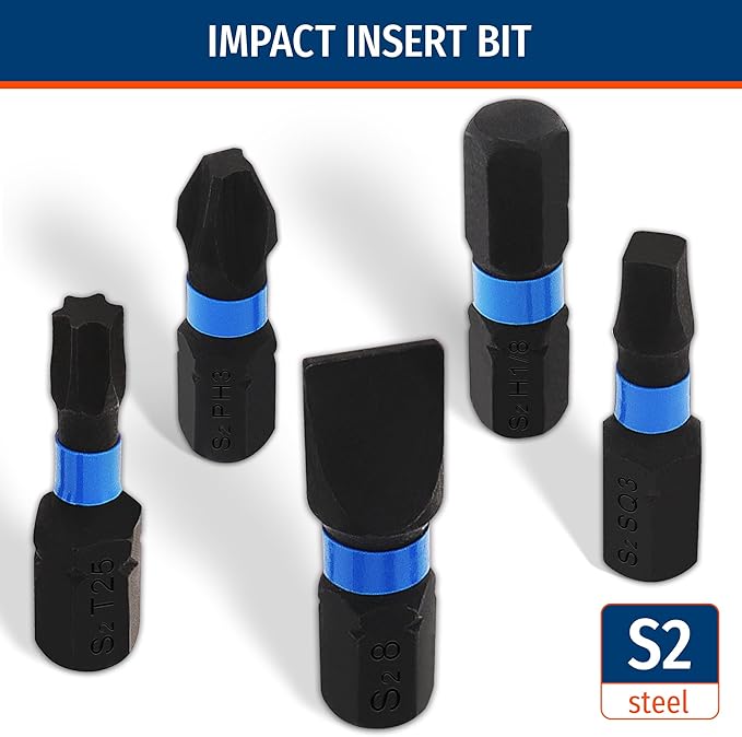 PRIDE&CRAFT 33 Pieces Impact Driver Bit Set, Impact Socket Set with Impact Socket Adapter, Drill Screwdriver Bit Set, Nut Driver Set Magnetic - S2 Steel Bits Set for Power Drills Tools Set