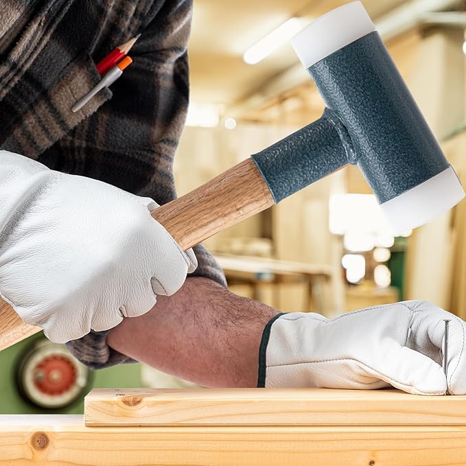Lothee 2 Pcs Dead Blow Hammer, Mallet with Hard Nylon Tip and Hickory Wood Handle 2.4lb Soft Face Hammer with Strike Guard, 50 mm Dia. for Automotive Work, Woodworking and DIY Enthusiasts