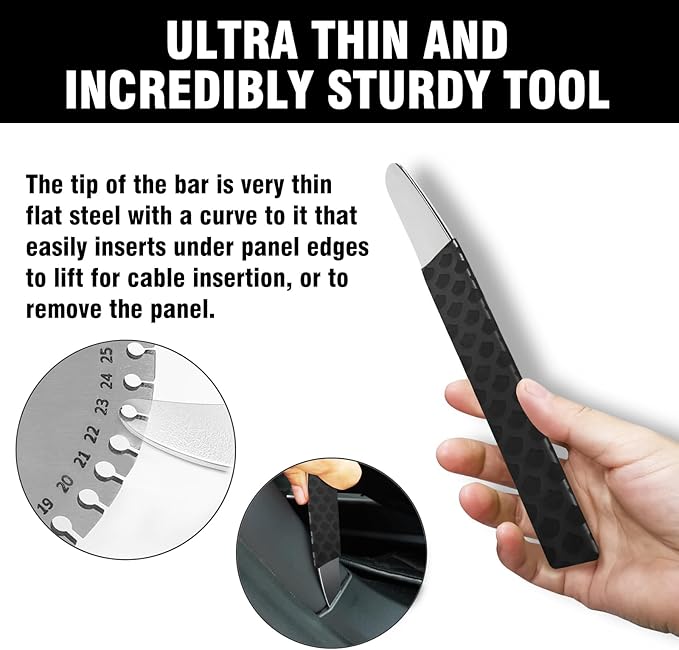 4140 Steel Pry Tool, Auto Trim Removal Tool Pry Bar for Vehicle Door Panel, Audio Radio Panel, Dashboard Repair Upholstery Tool, Pack of 1 Black