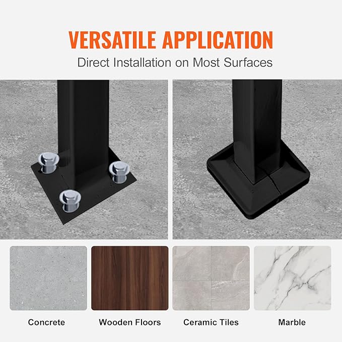 VEVOR Outdoor Steps Handrail, Black Arch#1 Adjustable Metal Staircase Railing for Porch & Deck