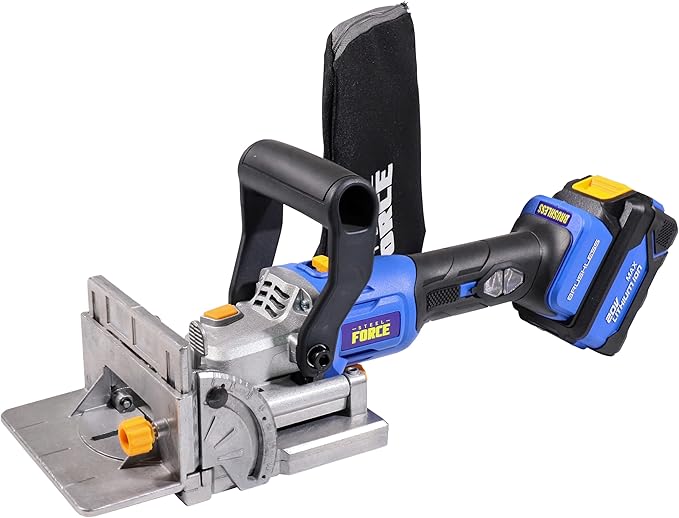 Steel Force BJ184 Wood Biscuit Plate Joiner 4" Brushless Cordless with 20V 5.0Ah Battery and Charger, 8mm 5/16" Dilling Bits, Up to 1-1/2" Drilling Depth