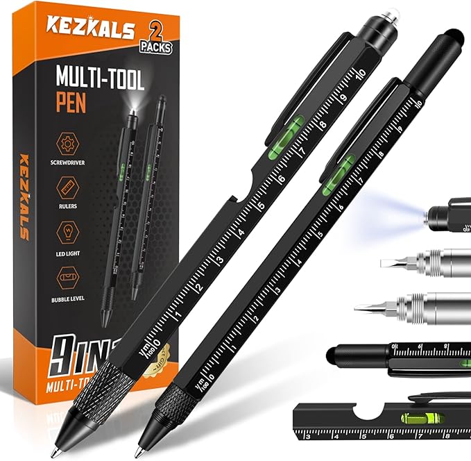 KEZKALS Valentines Day Gifts for Him, 9 in 1 Multitool Pen Set Gifts for Men, Mens Valentines Gifts for Husband, Mens Gifts for Dad, Birthday Gifts for Men Who Have Everything, Cool Gadgets Tools