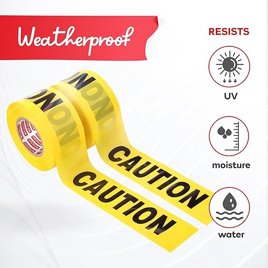 XFasten Yellow Caution Tape Roll Bulk, 3 in x 1000 ft (6-Pack), Thick and Durable Yellow Safety Tape for Barricades, Construction, Warning, and Hazard Areas ??Easy to Loop, Weatherproof, Non-Fading