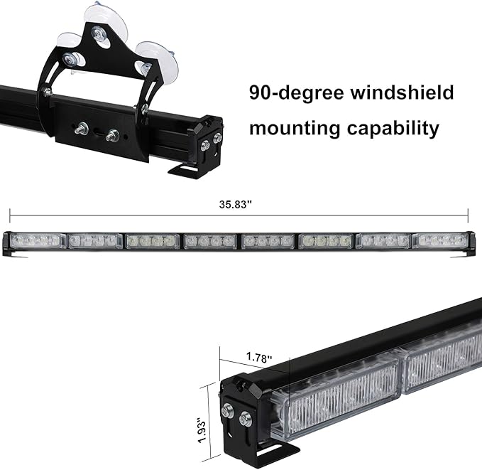 ASPL 36" 32LED Traffic Advisor Light Bar Warning Emergency Strobe Light Bar Directional Flashing Emergency Caution Lighting Led Safety Lights with 16 ft Straight Cord (Blue/White)