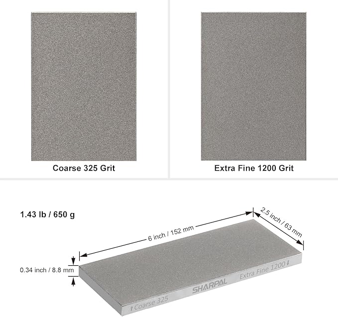 SHARPAL 156N Double-sided Diamond Sharpening Stone Whetstone Knife Sharpener | Coarse 325 / Extra Fine 1200 Grit | Storage Case with NonSlip Base & Angle Guide (6 in. x 2.5 in.)