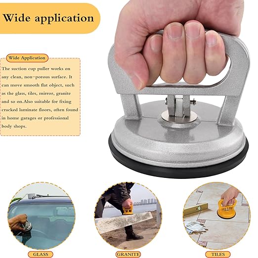 Glass Suction Cup Lifter, Tile Suction Cup Lifter, Glass Suction Cup Heavy Duty Aluminum 2Pack for Lifting Moving Glass, Tiles, Mirror, Granite, Fix Gap Laminate Floors