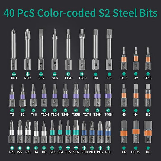 42 in 1 Magnetic Screwdriver Set, DIY Ratchet Screwdriver Set with Detachable Handle, Portable Compact Repair Tool Kit for Furniture Laptop Electronicsv Bicycle