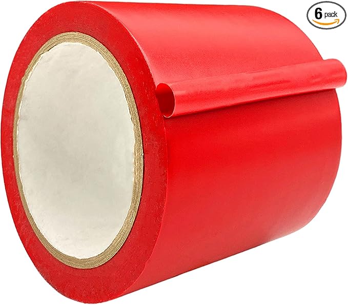 WOD Red Vinyl Floor Tape, 4 inch x 36 yds. (Pack of 6) Ideal for Floor Marking Gym, Court, or any Other Hard Smooth Tape