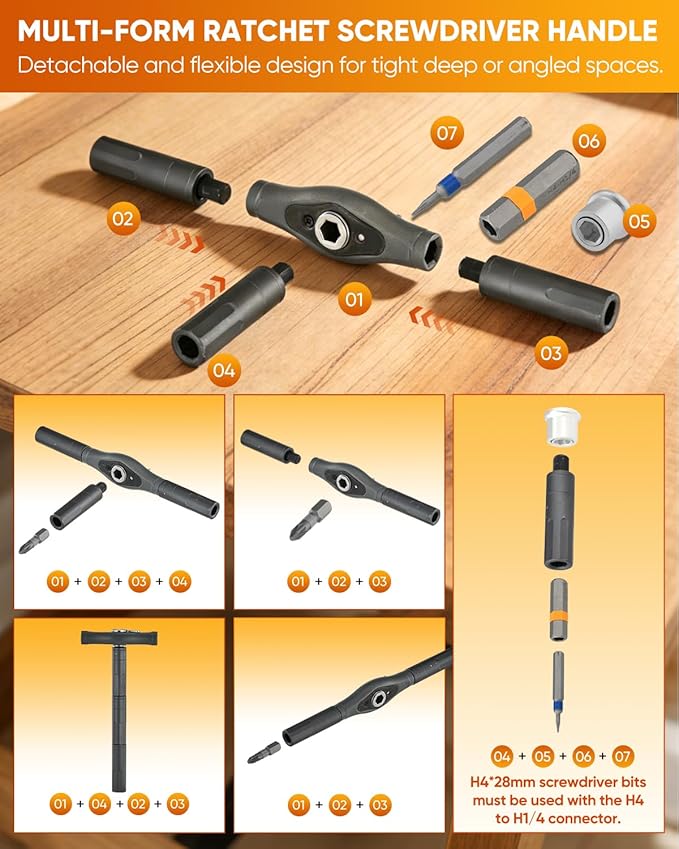 Saker 66 in 1 Magnetic Screwdriver Set Portable Multi Bit Ratcheting Screwdriver Kit with Detachable Handle for Home Electronics,Computer,Furniture, Bike,DIY,Valentine's Day Gifts