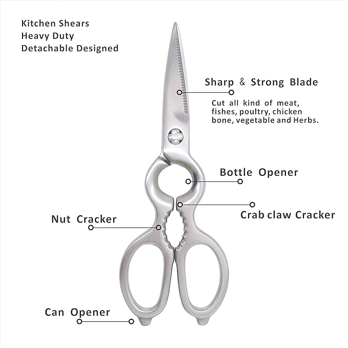 Kitchen Shears - MATTSTONE HILL Kitchen Scissors, Heavy Duty Kitchen Shears, Poultry Shears, All Purpose Stainless Steel Utility Scissors