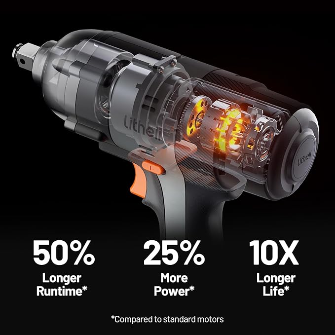LiTHELi Cordless Impact Wrench Kit, 1/2 Inch Hog Ring Impact Gun with 4 Impact Sockets, 5 Torque Settings Impact Driver for Car Home, Charger not Included