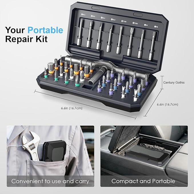 42 in 1 Magnetic Screwdriver Set, Multi Bit DIY Ratchet Screwdriver Set T Handle Detachable, Compact and Portable Versatile Precision Tool Kit for PC, Furniture, Bicycle