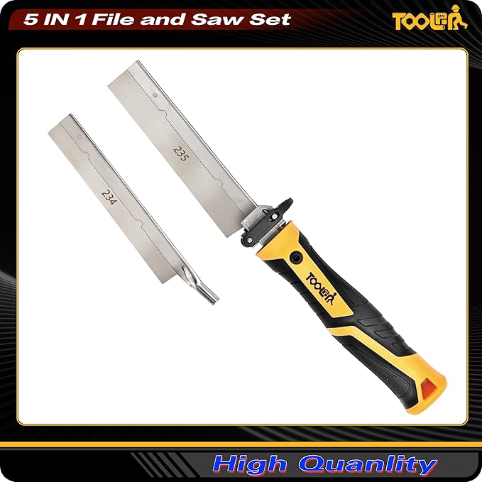 5 Multi founction Saw & File Set, Precision Razor, Drywall, 9 Inch Heavy Duty Extra Long Blade Saws Wood File, for Wood, Drywall, Craft, Home Repair, Portable Toolbox