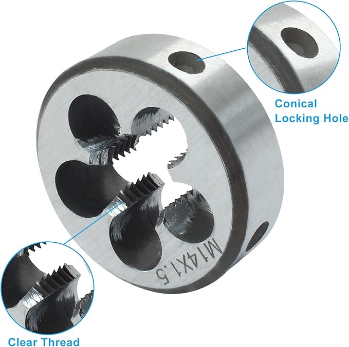 HARSKIYER M14 x 1.5 Metric Tap and Die Set, HSS Machine Thread Tap Die Set, M14 x 1.5mm Right Hand Thread Tapping Tool