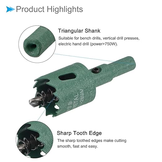 Bi-Metal Hole Saw, 28mm 1-8/64 Inch Dia Hole Saw, High Speed Steel Cutter - (Applications: for Wood Brass Zinc), 1-Pieces