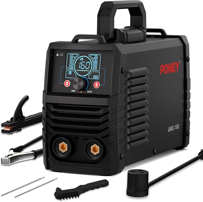 PONEY 110v/220v Portable Stick Welder - Large LED Display 160Amp MMA/Lift TIG 2-in-1 Welding Machine with Hot Start Arc force and Anti-Stick, VRD, Synergic Control IGBT Inverter ARC Welder Machine