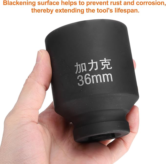 HARFINGTON 4 Point Square Socket 3/4" Drive by 36mm Metric Square Impact Socket 40CR Blackening Standard Wheel Sockets Pneumatic Socket Tool for Auto Repair Mechanical Maintenance Home Use