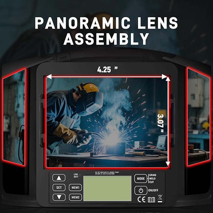 GOL-SIV-Auto-Darkening-Flip-Up Welding Helmet-Filter Respirator-Wide-View Window with Side Vision-True Color Display-Optical Protection Rating 1/1/1/1-4 Photoelectric Sensors-Battery Life 6~8 Hours