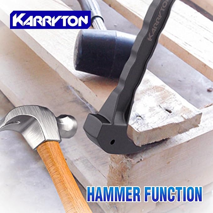 4-Piece Heavy-Duty Pry Bar Set ??12" & 10" Utility Claw Pry Bars, 15" Flat Pry Bar, 8" End Cutting Pliers | CR-V Steel Nail Puller Tool with Hammer-Function & Ergonomic Grip