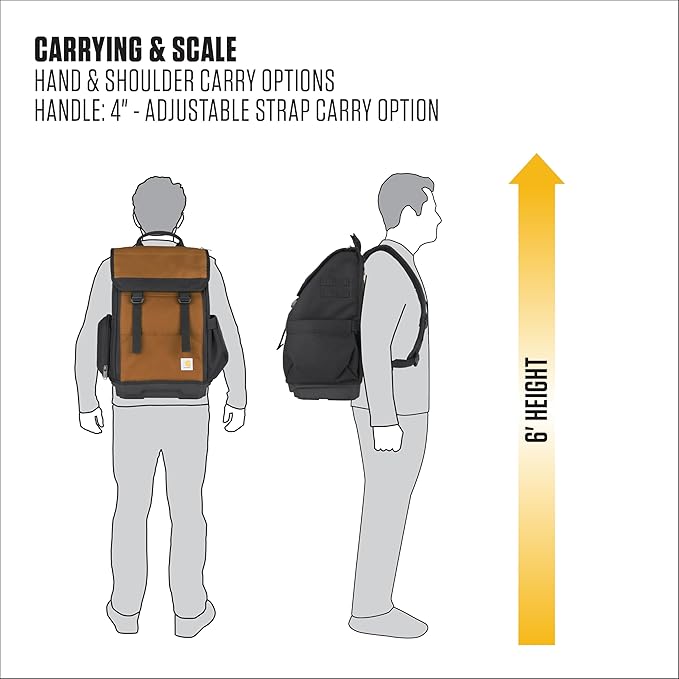 Carhartt Mens Station Tool Bag W/Adjustable Shoulder Straps, Durable, Water-Resistant Tool Organizer, Tool Backpack