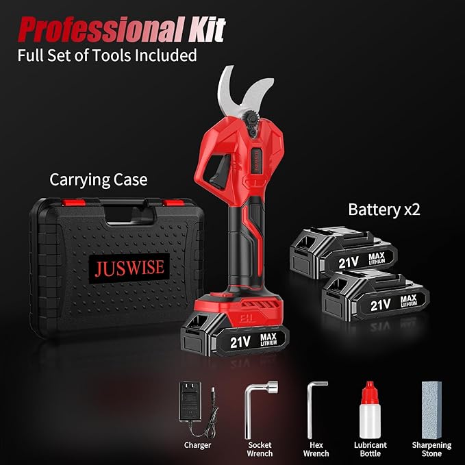 Electric Pruning Shears竊? inch (50mm) Cutting Diameter Electric Pruner with LCD Display 2 * 2.0Ah Batteries Brushless Cordless Garden Shears for Branch,Fruit,Yard and Tree Trimming
