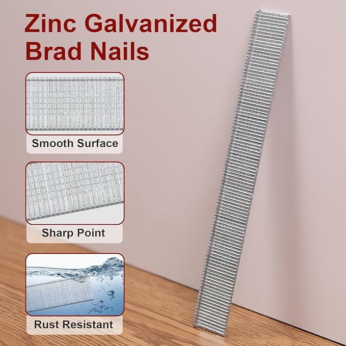 18 Gauge Brad Nails, 12000 Counts 5/8-inch 18 GA Brad Nails, Galvanized Nails for Nail Gun, Finishing Nail Gun Nails for Pneumatic, Electric Brad Nailer Gun