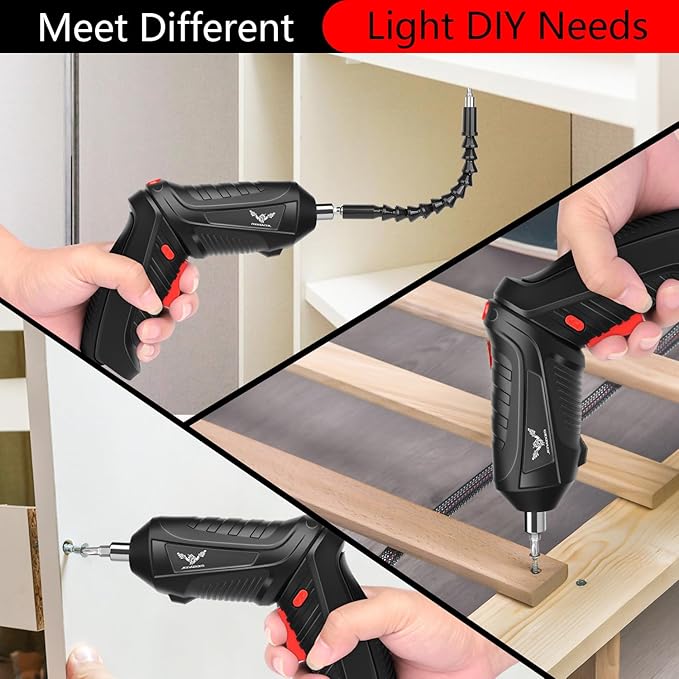 Power Screwdriver Cordless, JENABOM Screwdriver Bits Set Rechargeable, 3.6V Li-ion 3.5N쨌m Max Torque Electric Rotatable Drill Screwdriver for Home Improvement DIY Project, 47 Pcs