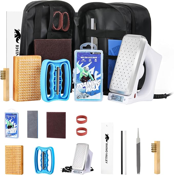 Ski Snowboard Tuning and Waxing Kit, 13/15 PCS Ski Wax Kit with 120V Waxing Iron, Snowboard Repair Kit Tuning Equipment with Universal Wax, Scraper, Ptex, Brush, Heavy Duty Carry Case