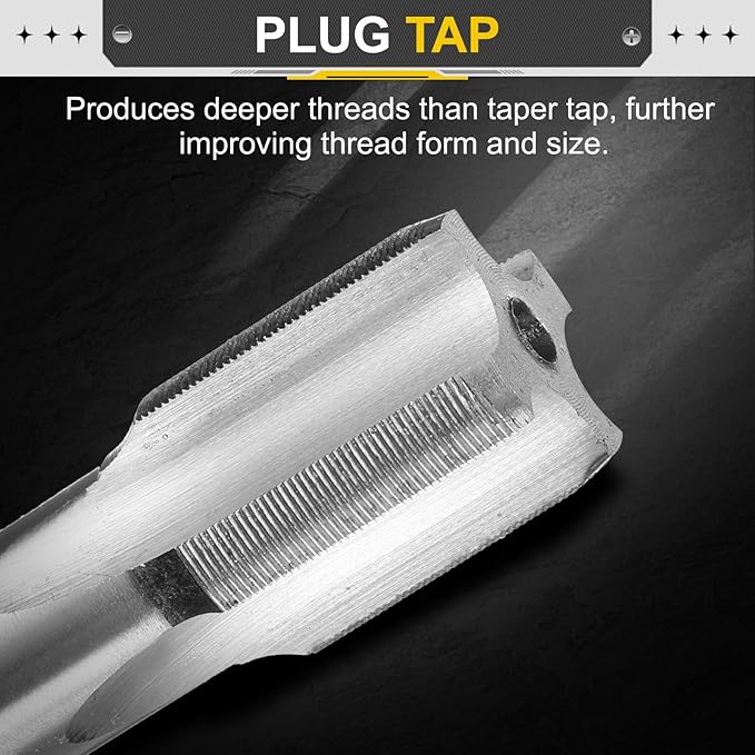 uxcell Hand Plug Tap M18 x 0.5 H2 Metric Thread Plug Style Taps Straight Flute Screw Tapping Threading Tool High Speed Steel HSS6542