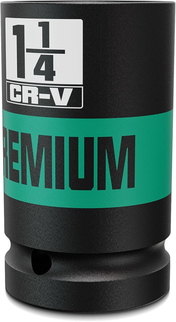 1-1/4 inch 3/4" Drive Impact Socket, SAE Axle Nut Sockets, Thicker Jumbo Sockets, 6 Point, Cr-V, Vehicle and Apparatus Maintenance