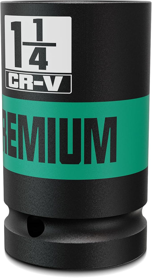 1-1/4 inch 3/4" Drive Impact Socket, SAE Axle Nut Sockets, Thicker Jumbo Sockets, 6 Point, Cr-V, Vehicle and Apparatus Maintenance