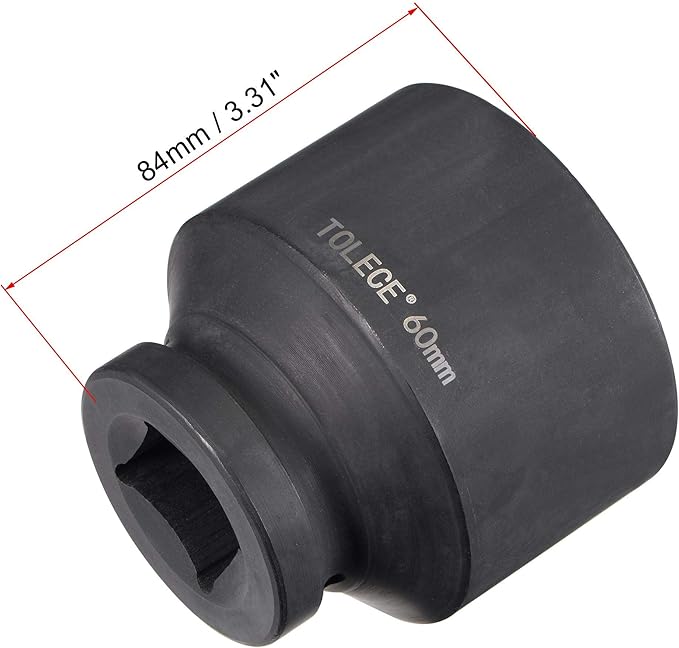 uxcell 1-Inch Drive 60mm 12-Point Impact Socket, CR-MO Steel 84mm Length, Standard Metric Sizes