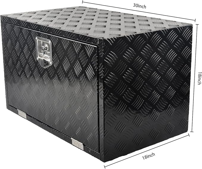 30'' x 18'' x 18'' Truck Bed Tool Box, Heavy Duty Aluminum Truck Tool Box Pick Up Truck Bed RV Trailer Toolbox,Waterproof RV Storage Organizer with T-Handle,Black