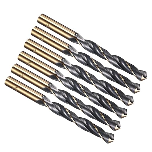 PATIKIL 13mm Drill Bit, Jobber Straight Shank 4341 High-Speed Steel 118째 Black and Gold Finish for Medium-Hard Metal Steel Acrylic - 6 Pack