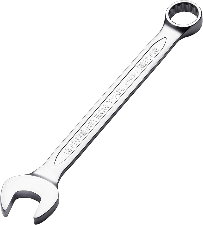 Jetech 13/16" Combination Spanner - Durable SAE Inch Cr-V Steel High Strength Wrench in Sand Blasted Finish
