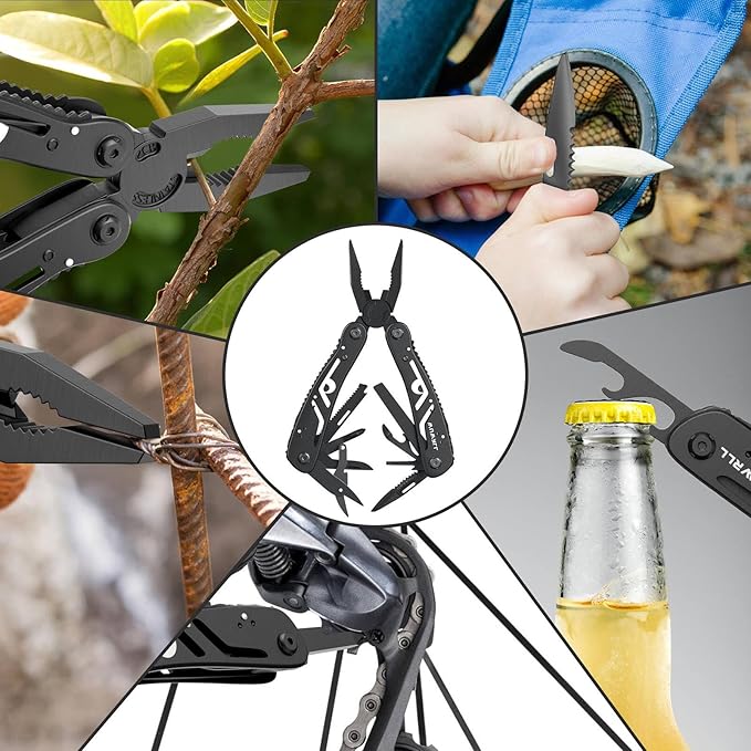 26-in-1 Multitool竊똏rofessional Stainless Steel Multi Tools 竊똌ultitool Pliers Pliers Pocket Knife with Heavy Duty Screwdriver Sleeve, Replaceable Bits Multitools for Outdoor, (black)