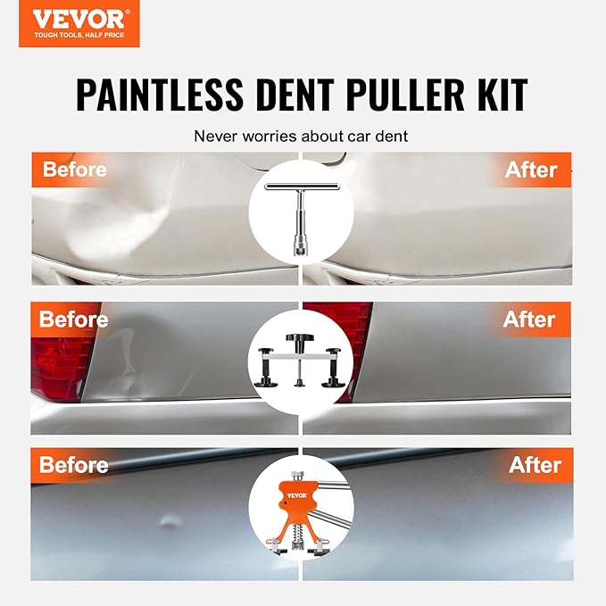 VEVOR 73 PCS Dent Repair Kit, Auto Car Body Paintless Dent Removal Tool Kit, Golden Lifter, Bridge Puller, Slide Hammer Tool Kit for Automobile Body, Washing Machine, Refrigerator