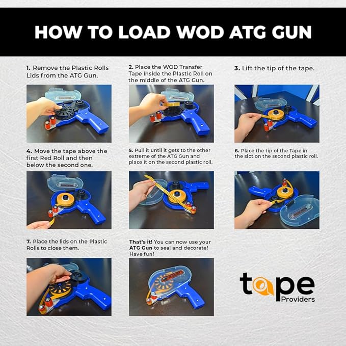 WOD General Purpose ATG Tape, 1/2 inch x 36 yds. (Set of 6 Rolls) Adhesive Transfer Tape Glider Refill Rolls Clear Adhesive on Gold Liner (Acid Free) RWATG20