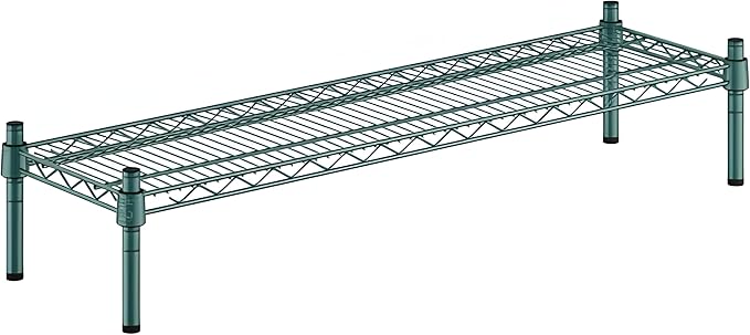 12" x 42" x 8" Green Epoxy Wire Storage Shelf, Dunnage Rack, Commercial 1 Tier Small Shelf