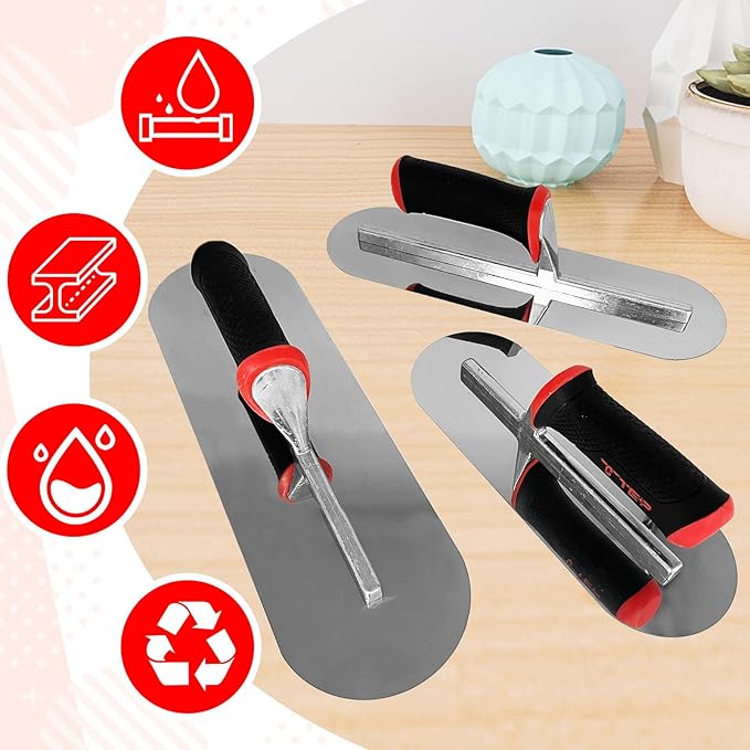 3 Pack Pool Trowels, 0.7mm Thickness Stainless Steel Concrete Tools Set (16?쓝5" & 14"x4" & 11"x4"), Flat Finishing Cement Drywall Plastering Masonry Construction Hand Kit