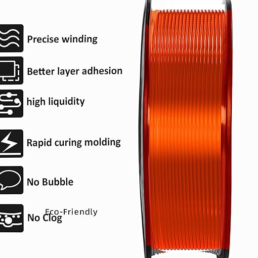 Geeetech TPU Filament 1.75mm, Shore 95A ??Flexible 3D Printer Filament with High Elasticity, 1KG (2.2lbs) Spool, Dimensional Accuracy 짹0.03mm, Fits Most FDM Printersl, Clear Orange