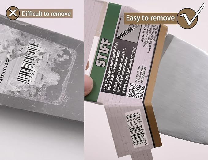 ROLLINGDOG 3 Inch Pole Scraper - Stainless Steel Bent Blade With Anti-Slip Rubber Handle, Heavy Duty Paint Remover Scraper Tool