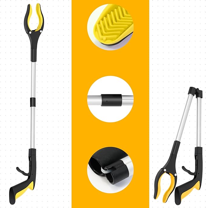 Grabber Reacher Tool -2 Pack 32??Reacher Grabber Tool with Strong Magnetic and Swivel Head - Pick Up Stick Grabbers for Seniors, Trash, Surgery Recovery Must Haves Gifts(Yellow)