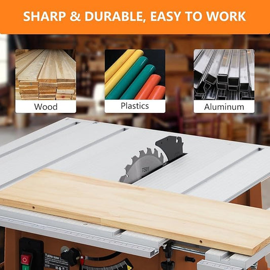 Table Saw, MERXENG 10 Inch 15A Multifunctional Saw With Stand & Push Stick, 90° Cross Cut & 0-45° Bevel Cut, 5000RPM, Adjustable Blade Height for Woodworking, Orange