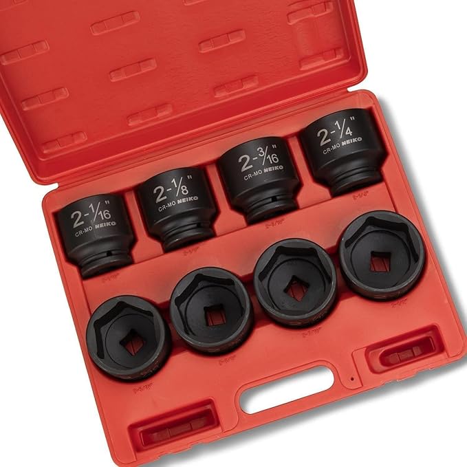NEIKO 02392A 3/4" Impact Socket Set, 3/4??Drive, 8 PC Jumbo Sockets, SAE Standard Sizes 2-1/16 Inch to 2-1/2 Inch, Chrome-Moly Cr-Mo Steel