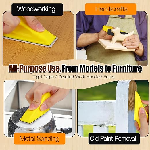 100PCS Professional Micro Detail Sander Kit, 3-in-1 Precision Mini Finger Sander with 60-800 Grit Sandpaper, Small Hand Sanding Blocks Tool for Wood/Furniture/Crafts/Tight Spaces/DIY Projects