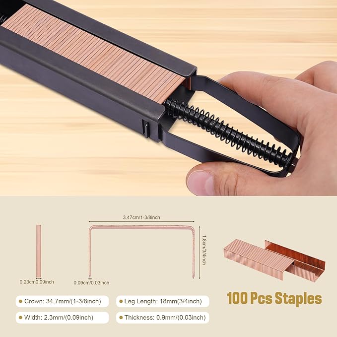 BANLICALI Carton Stapler Heavy Duty Manual Carton Closing Stapler with 100 Pcs Staples 1-3/8-Inch Crown, 3/4-Inch Length, Industrial Staple Tool for Sealed Boxes, Cartons, Corrugated Cardboard