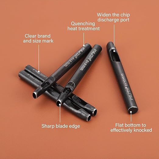 WUTA Oval Leather Hole Punch Set,Carbon Steel Belt Hole Puncher for Leather, Hand Punching Tool for Leathercraft Working (5 * 8mm,1pc)